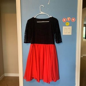 Lace half sleeve formal orange dress